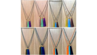 balinese tassels necklace beads mix glass golden caps free shipping